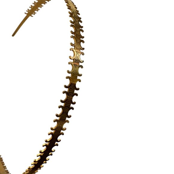 Celine Triomphe Headband In Steel With Gold Finish GOLD - Picture 4 of 8